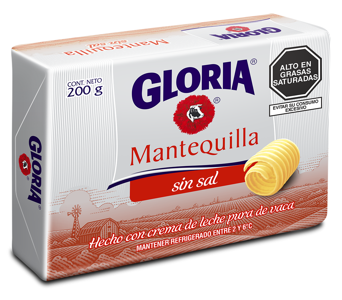 MANTEQUILLA SIN SAL GLORIA 1 KG PIEZA