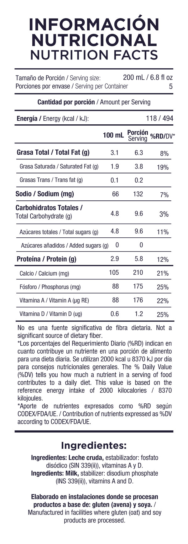 Leche Fresca LAIVE sin Lactosa Caja 1L